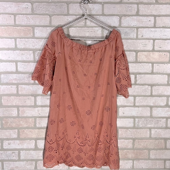 Madewell Eyelet Off The Shoulder Dress in Dusty Clay Size 6 - Picture 10 of 12